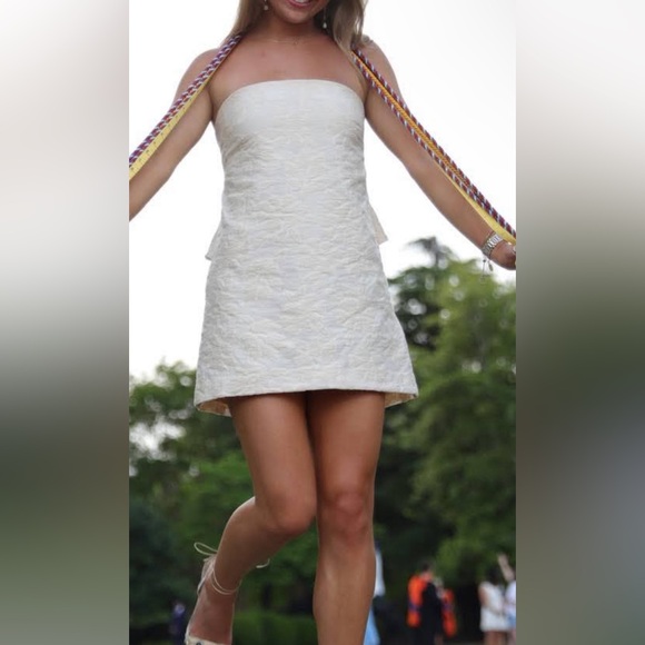 Anthropologie Cream Strapless Dress with Bow - Picture 3 of 8